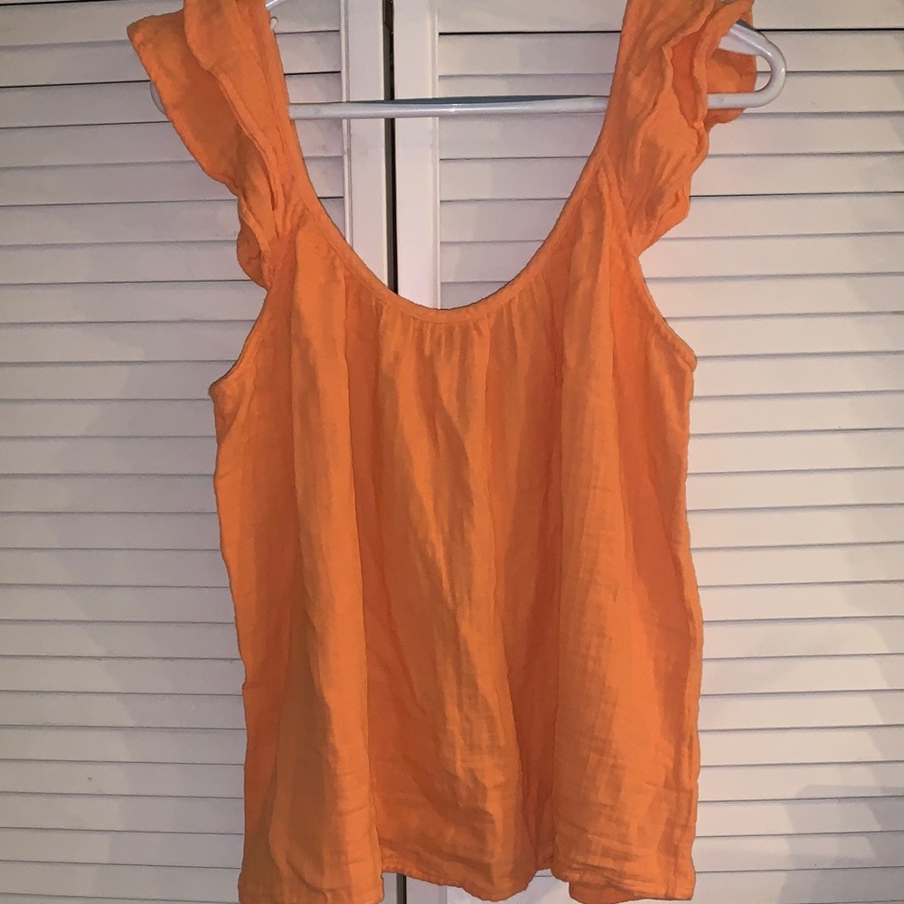 Sonoma Orange Ruffle Sleeve Tank Top large